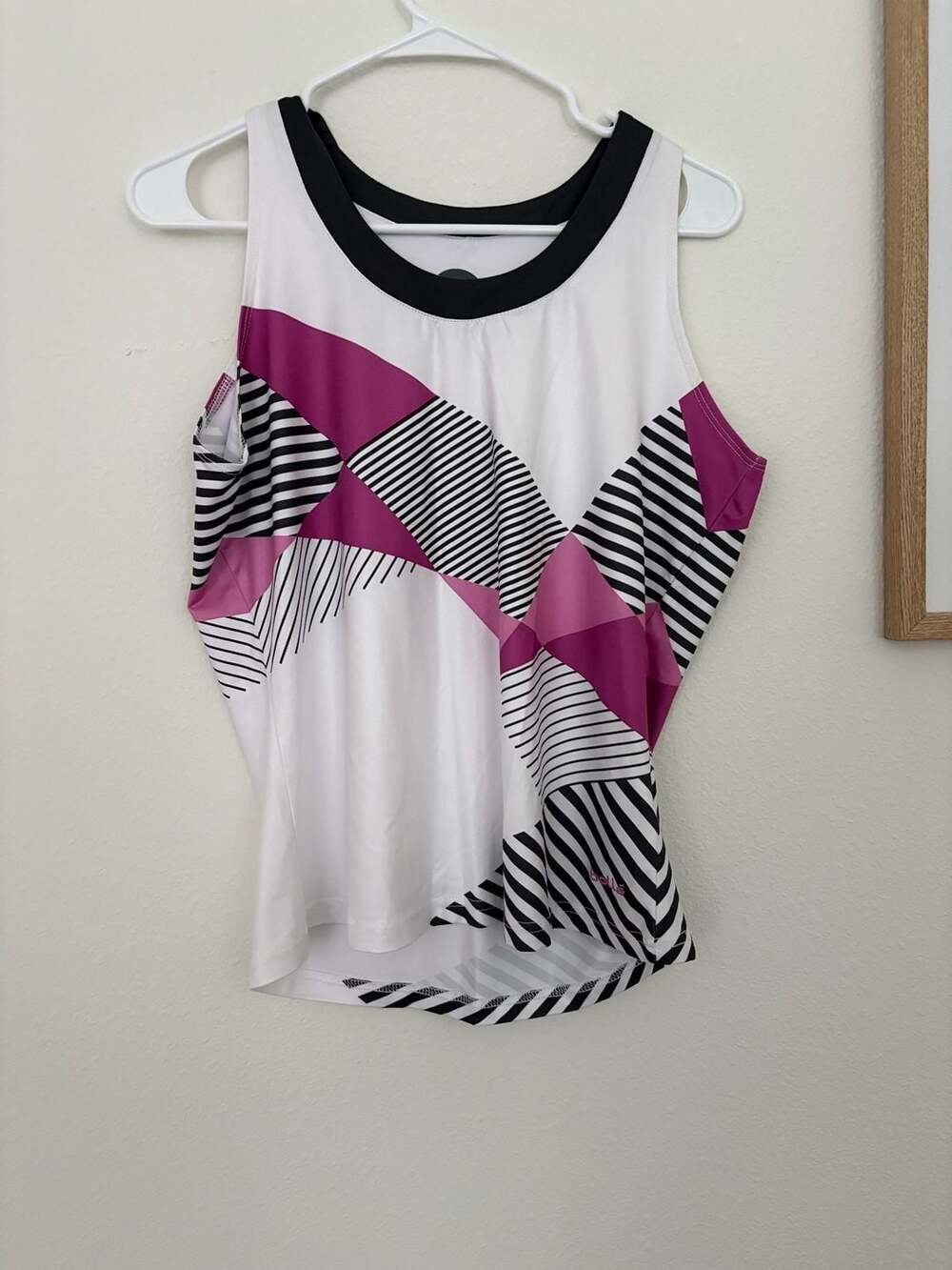 Bollé Athletic Tank Top Size L White Black Pink Geometric